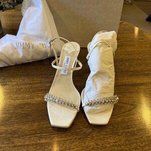 JIMMY CHOO Meria Pumps White Silver Glitter